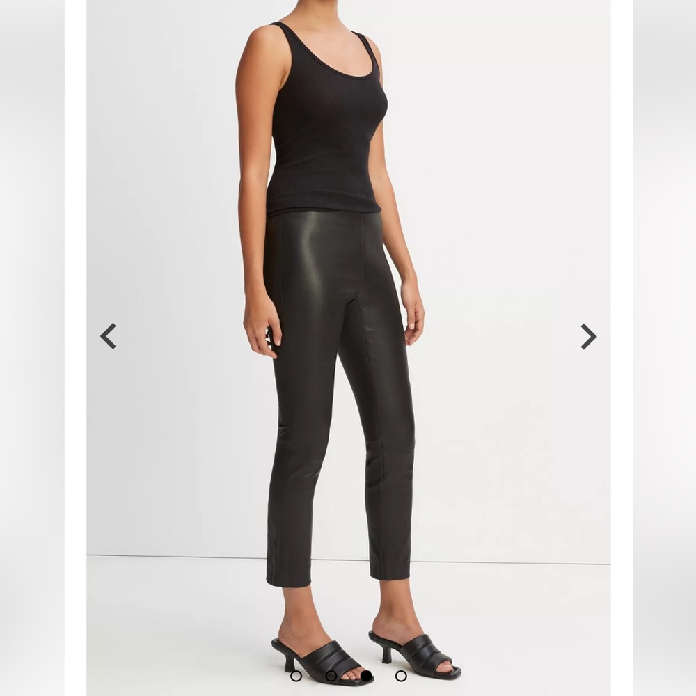 NWT Vince Leather Cropped Dark Navy Blue Leggings | S